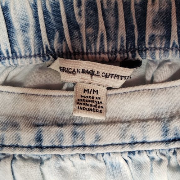 American Eagle M Women's Blue Chambray Whitewash Pocket Mini Flippy Swing Skirt - Picture 5 of 6